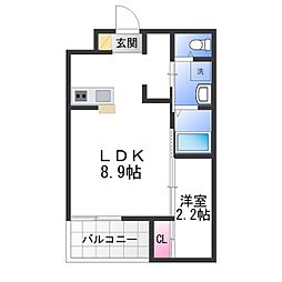 エヌエム・キャトフ・ヴァン・ディズヌフ 1LDKの間取図画像