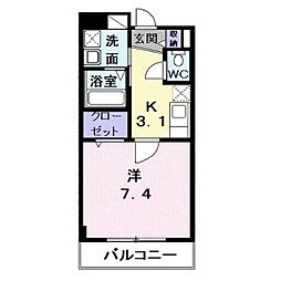 南海泉北線 深井駅 徒歩7分の賃貸マンション 2階1Kの間取り