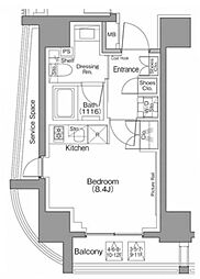 ザ・パークハビオSOHO南青山 10階ワンルームの間取り
