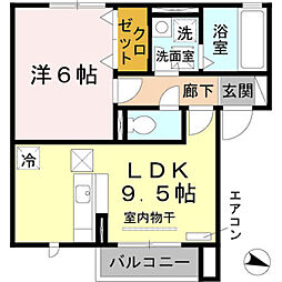 ヴィラ・シャロム　Ａ棟 1階1LDKの間取り