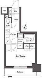 ミュージシャンズヴィラ幡ヶ谷 7階1Kの間取り