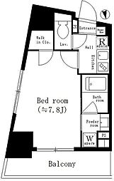 パークキューブ新板橋 4階1Kの間取り