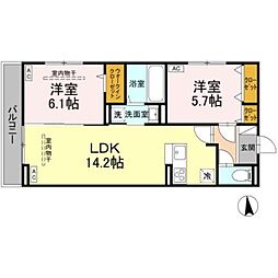 ティアラ 2LDKの間取図画像