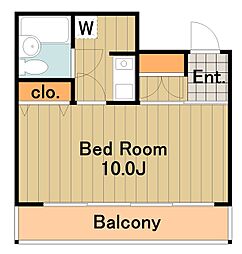 京王相模原線 南大沢駅 徒歩13分の賃貸マンション 2階1Kの間取り