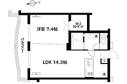ラ・フローラ武蔵野VIII 4階1LDKの間取り