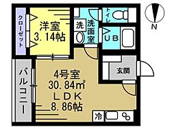 AJ千葉寺003 2階1LDKの間取り