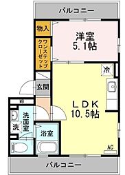 パーチェ メゾン 明日香 3階1LDKの間取り