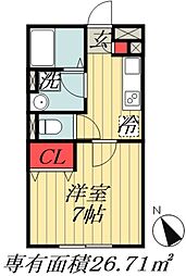 シャルマンコート 1Kの間取図画像