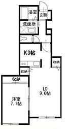 プラートフジ参番館 1LDKの間取図画像
