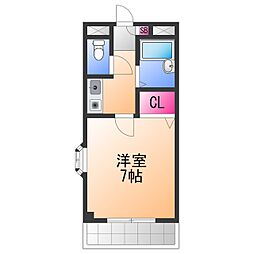 アバンドール二色の浜 1Kの間取図画像