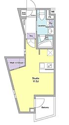 アジールコート西馬込 3階ワンルームの間取り