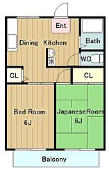 リバーサイドイトウ 2DKの間取図画像