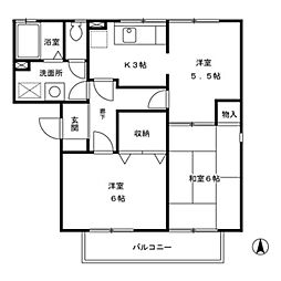 JR横浜線 相原駅 徒歩9分の賃貸アパート 1階3Kの間取り