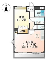 JR阪和線 紀伊駅 徒歩24分の賃貸アパート 2階1LDKの間取り
