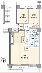 サンパセオ新柏D号館 2LDKの間取図画像
