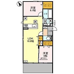 南海線 諏訪ノ森駅 徒歩4分の賃貸アパート 1階2LDKの間取り