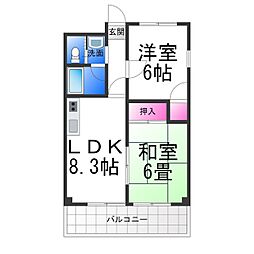 マンション清 2DKの間取図画像