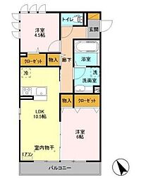 クラヴィーア船橋三山 2LDKの間取図画像