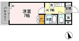 JR中央線 吉祥寺駅 徒歩5分の賃貸マンション 2階1Kの間取り