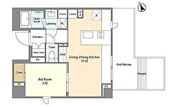 エル・セレーノ品川西大井 6階1LDKの間取り