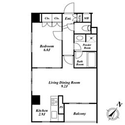 SPACIA三軒茶屋弐番館 1LDKの間取図画像