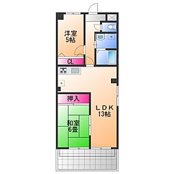 エクシード鳳 2LDKの間取図画像