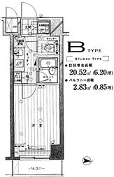 ルーブル清澄白河弐番館 8階1Kの間取り
