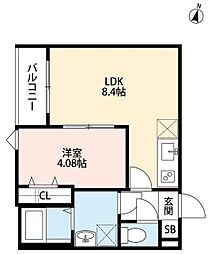 CRASTINE土呂 1LDKの間取図画像