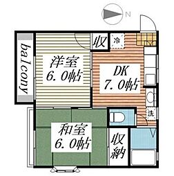 プレイス324A 2DKの間取図画像