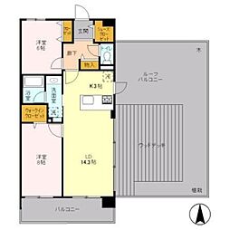 ロイヤルパークス梅島 6階2LDKの間取り