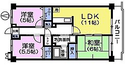 セラヴィ上宿 6階3LDKの間取り