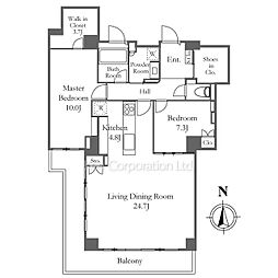 恵比寿ガーデンテラス弐番館 2LDKの間取図画像