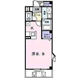 グランヒルズ 3階ワンルームの間取り