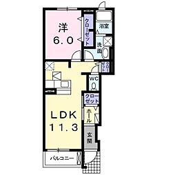 エレガンシア 1LDKの間取図画像