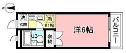 モンジュ榎本 2階ワンルームの間取り