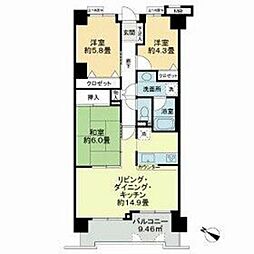 朝日白金台マンション 3LDKの間取図画像