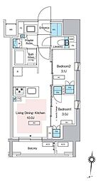 プレディアコート錦糸町スカイビュー 7階2LDKの間取り