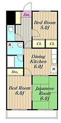 メゾンアゼリア 3DKの間取図画像