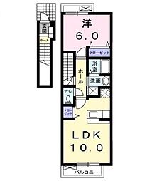 フレンドリー 2階1LDKの間取り