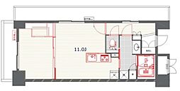プライムアーバン目黒リバーフロント 9階1LDKの間取り