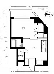 ロイヤルコート府中 4階1DKの間取り