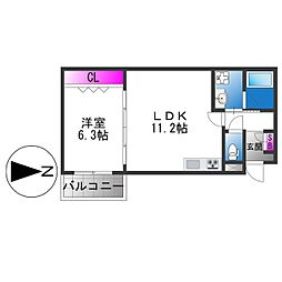 RIHITO鶴見 1LDKの間取図画像