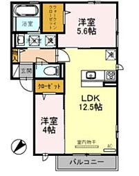 フェリーチェ 2LDKの間取図画像