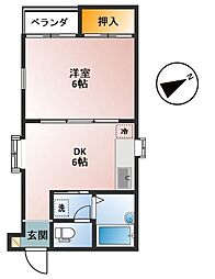 清涼館 1階1DKの間取り