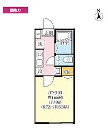 N-harbor Lagoon小机町 1Kの間取図画像