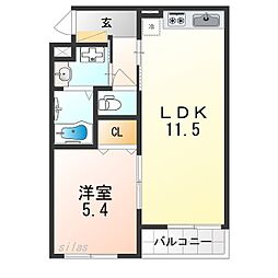 マンション橋野 1LDKの間取図画像