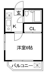 ハイツシオン 1階1Kの間取り