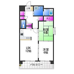 ラ・フォーレ平野 2LDKの間取図画像