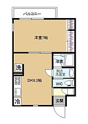 リエイゾン若松 1階1DKの間取り