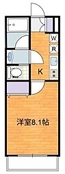 カーサエノモト 1Kの間取図画像